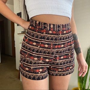 High waisted tribal print shorts